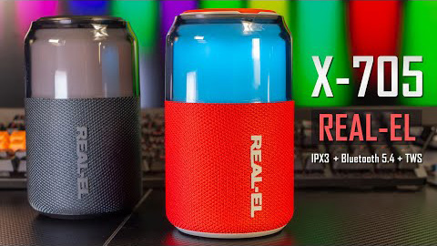 REAL-EL X-705 колонка в формі банки на 5 Вт з RGB, захистом IPX3 і підтримкою TWS. Огляд і враження
